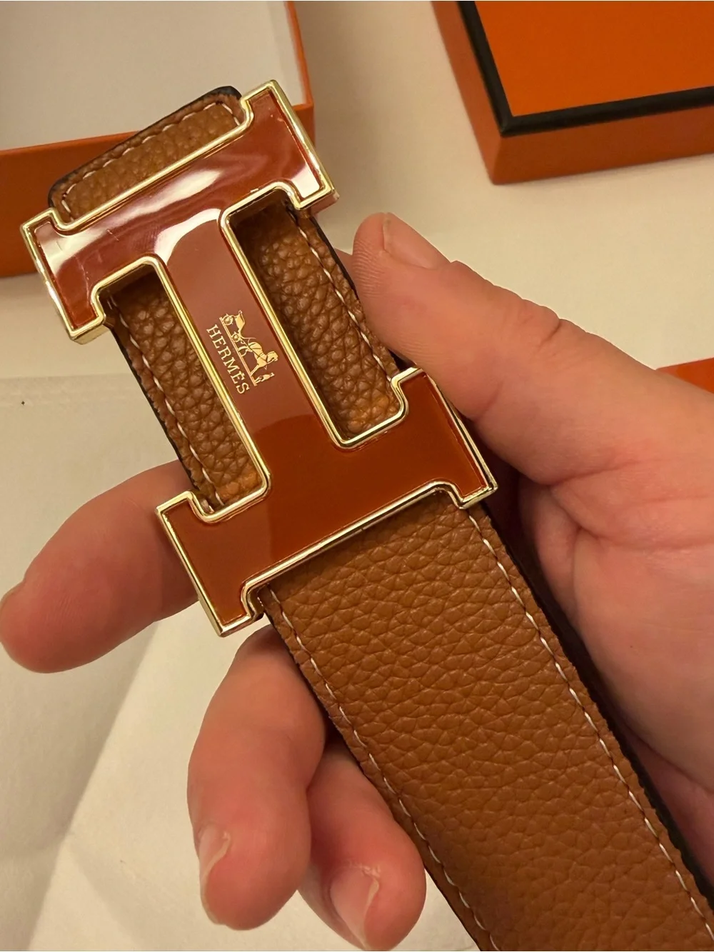 Hermès Constance H Belt – Black & Gold / Gold-Brown Reversible
